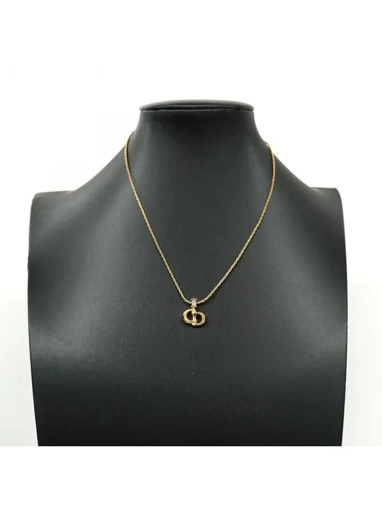 Dior Necklace Cdlogo Gold Plated Line Stone - Picture 5 of 6